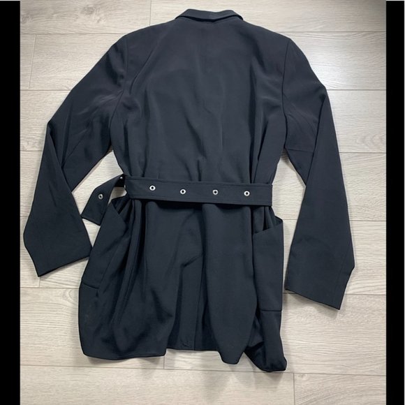 Maison Cinqcent 500 Black Belted Trench Coat Jacket Blazer - Picture 2 of 11